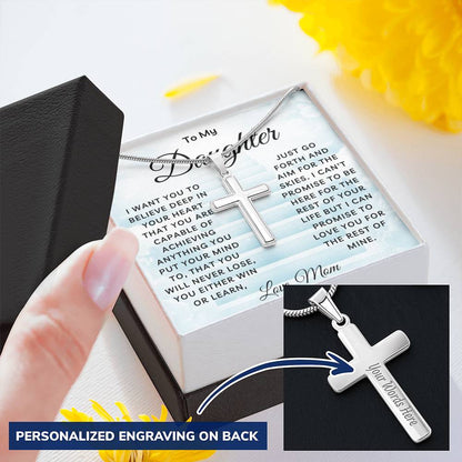 Daughter Cross Necklace - Believe Deep In Your Heart