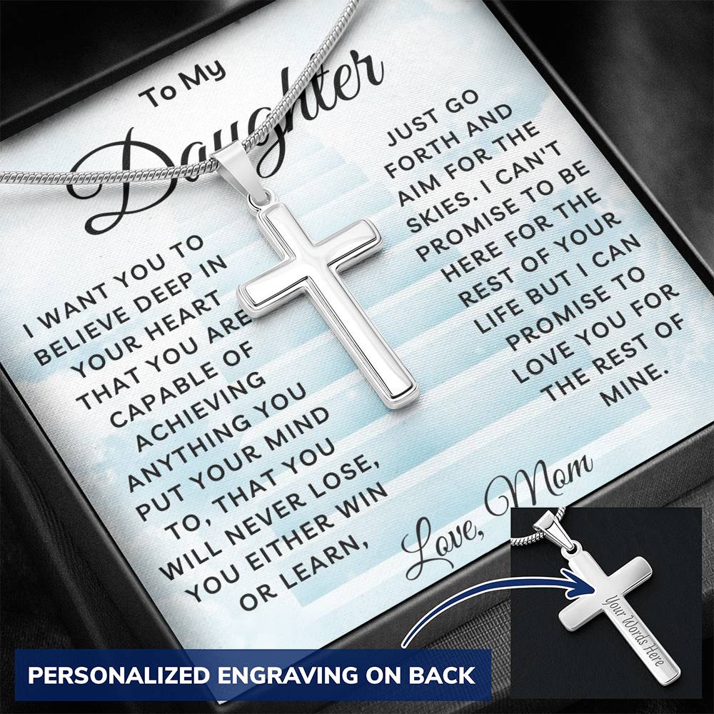 Daughter Cross Necklace - Believe Deep In Your Heart