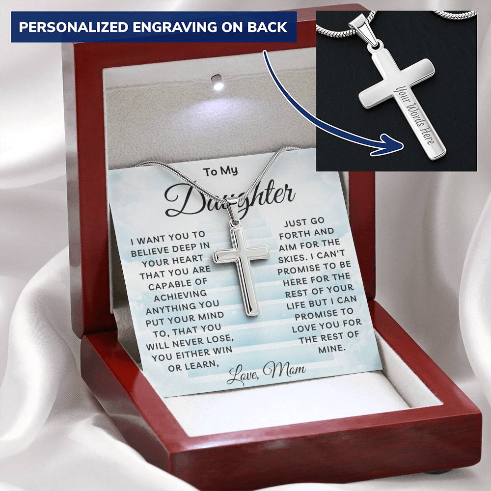 Daughter Cross Necklace - Believe Deep In Your Heart