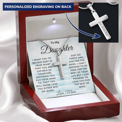 Daughter Cross Necklace - Believe Deep In Your Heart