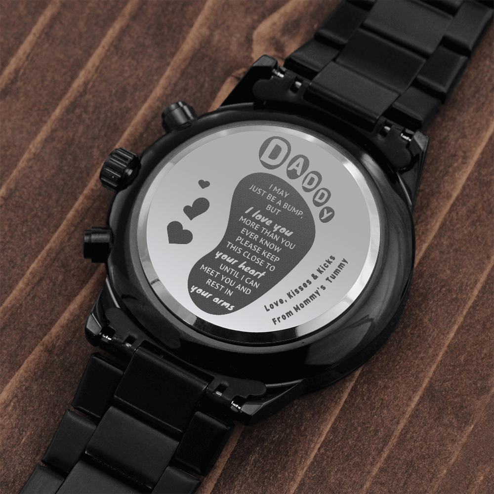 Baby Bump To Daddy Chronograph Watch - Hugs, Kisses & Kicks From Mommy's Tummy - (f.004fp.cw)