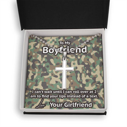 To My Military Boyfriend - Artisanal Cross Necklace