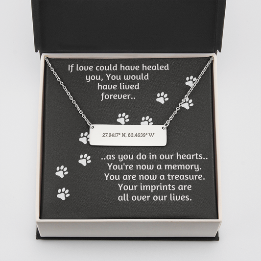 Cat Remembrance Horizontal Bar Necklace - You're now a treasure