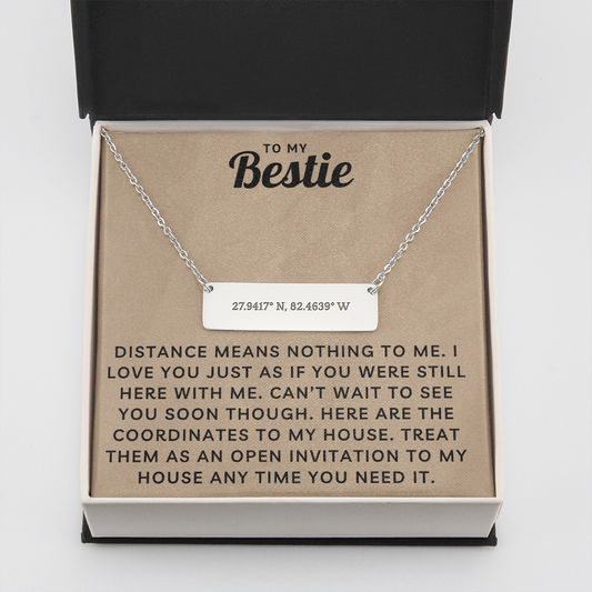 Bestie Horizontal Bar Coordinates Necklace - Open Invitation To my Heart