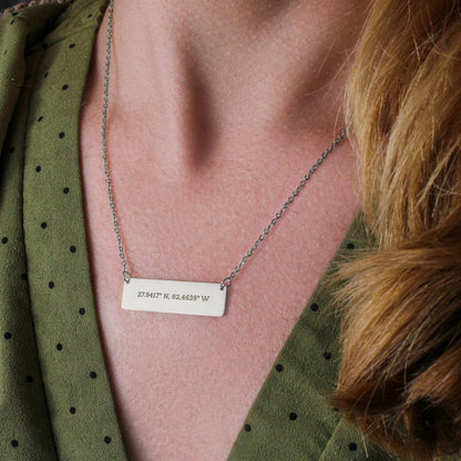 Daughter I Celebrate You Horizontal Bar Coordinates Necklace