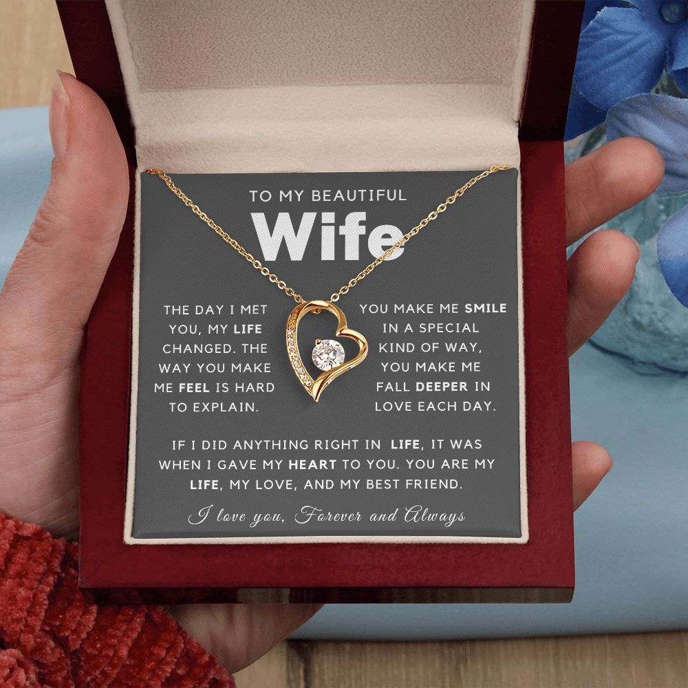 To My Wife - Interlocking Hearts Necklace with V-day Message Card & QR –  Zahara Jewelry