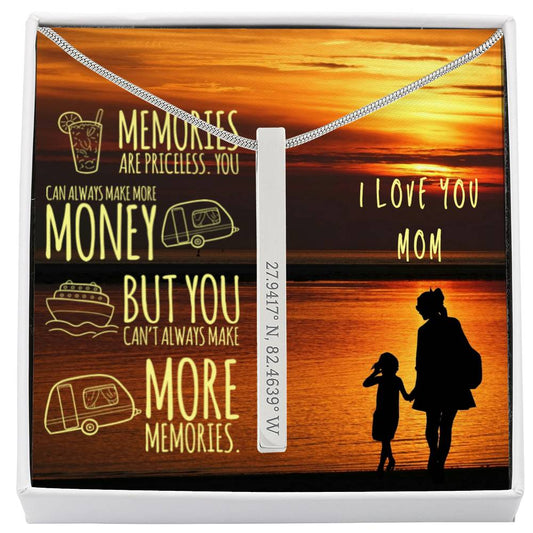 Memories With Mom Vertical Stick Coordinates Necklace