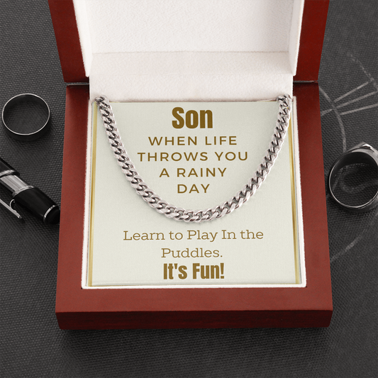Son Learn To Play In the Puddles Cuban Link Chain