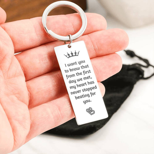 Romantic Keychain for Men - My Heart Has Never Stopped Beating For You