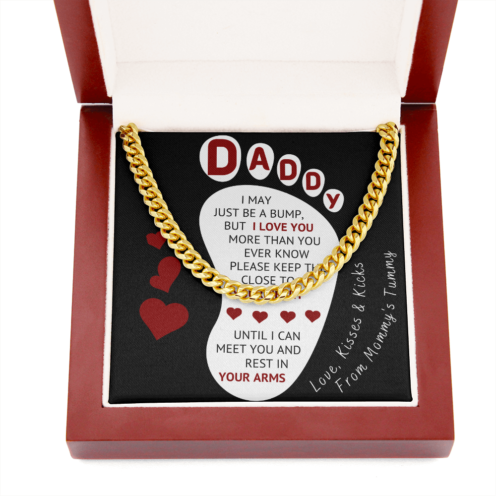 Baby Bump To Daddy Cuban Link Chain - Love, Kisses & Kicks From Mommy's Tummy - (f.004fp.clc)