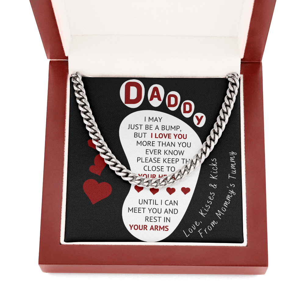 Baby Bump To Daddy Cuban Link Chain - Love, Kisses & Kicks From Mommy's Tummy - (f.004fp.clc)
