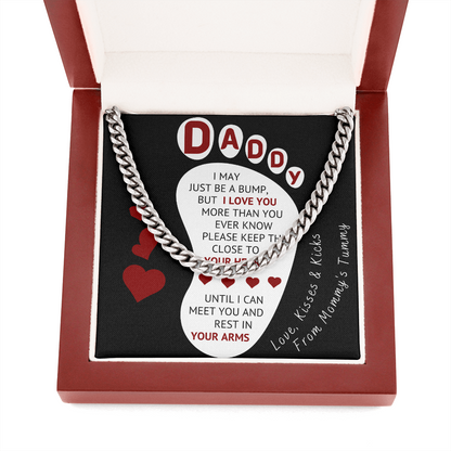 Baby Bump To Daddy Cuban Link Chain - Love, Kisses & Kicks From Mommy's Tummy - (f.004fp.clc)