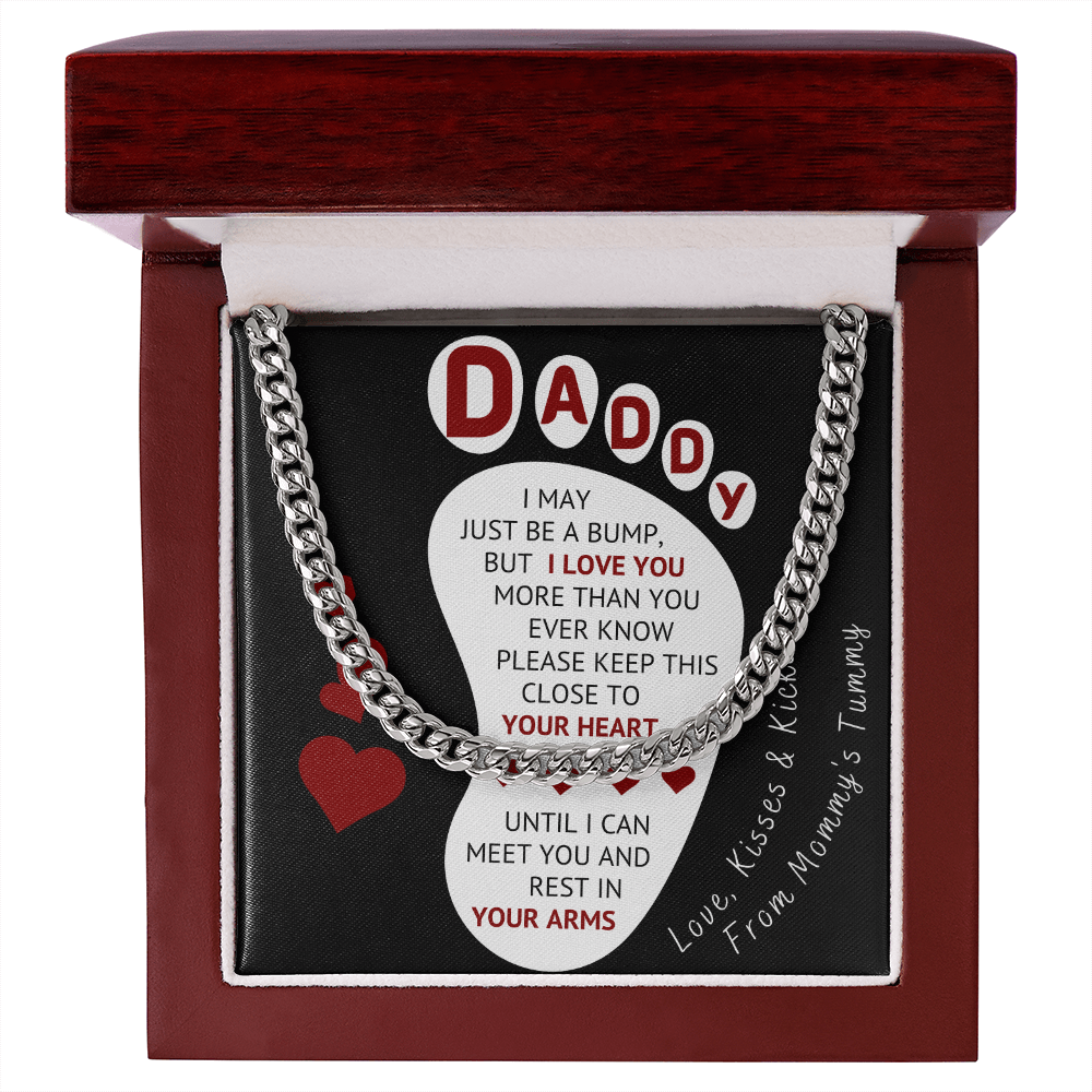Baby Bump To Daddy Cuban Link Chain - Love, Kisses & Kicks From Mommy's Tummy - (f.004fp.clc)