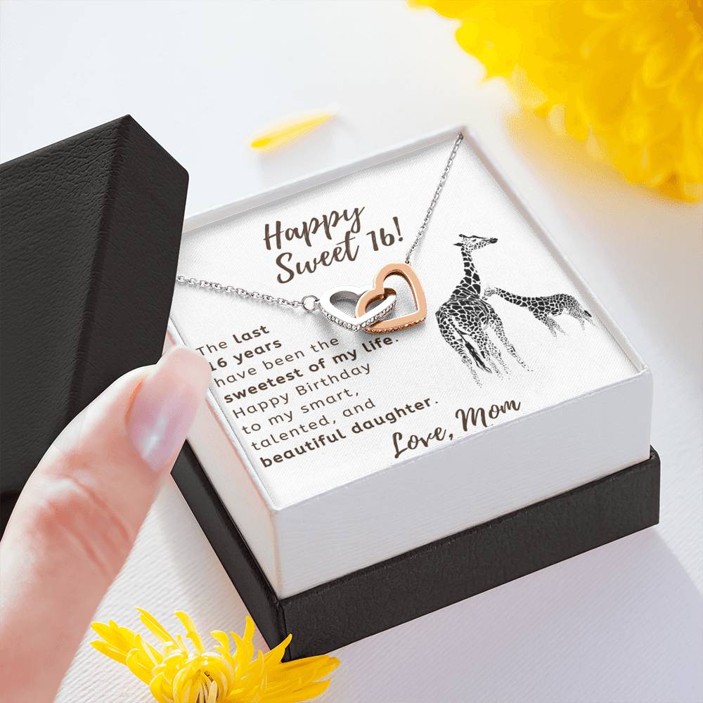 Happy Sweet 16 Daughter Necklace - sweetest of my life | 16th Birthday Gift for Daughter - Happy Sweet 16 gift | Mom to Daughter Gift