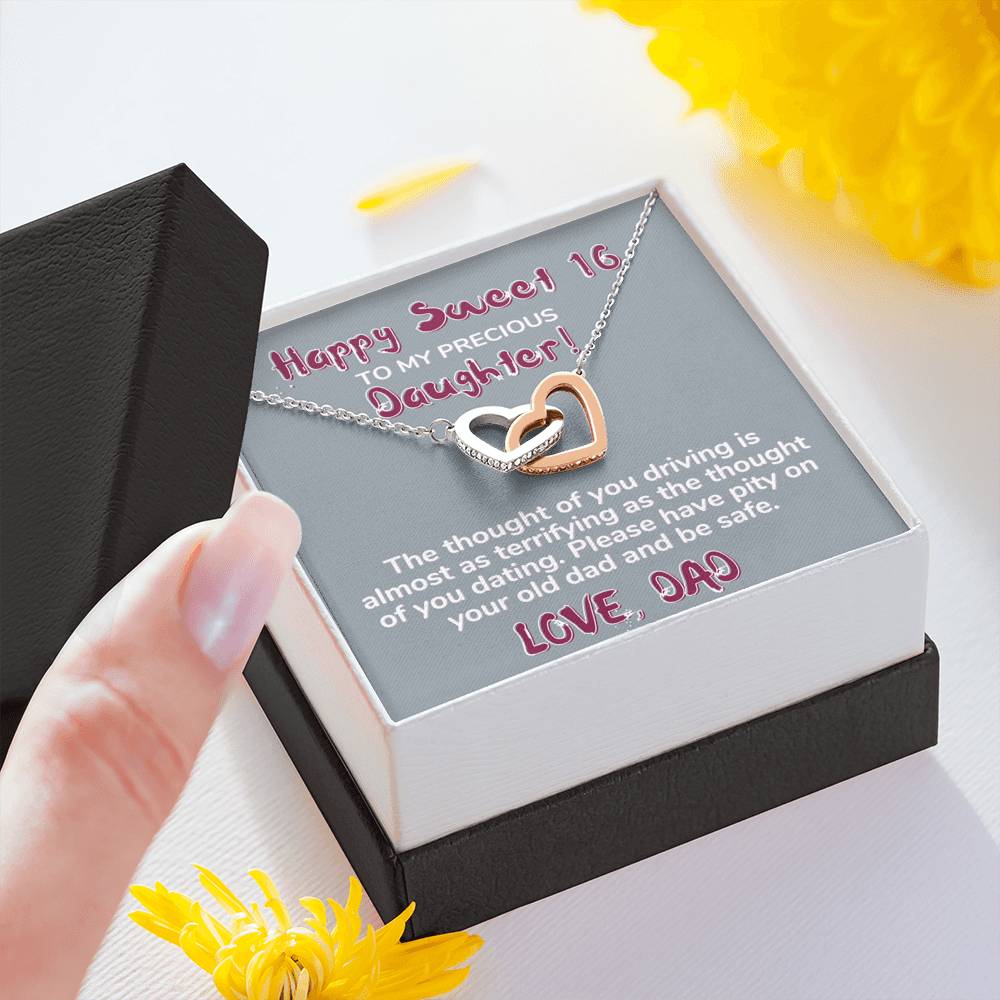 Happy Sweet 16 daughter - terrifying | 16th Birthday Gift for Daughter - Happy Sweet 16 gift | Necklace for Daughter | Dad to Daughter Gift