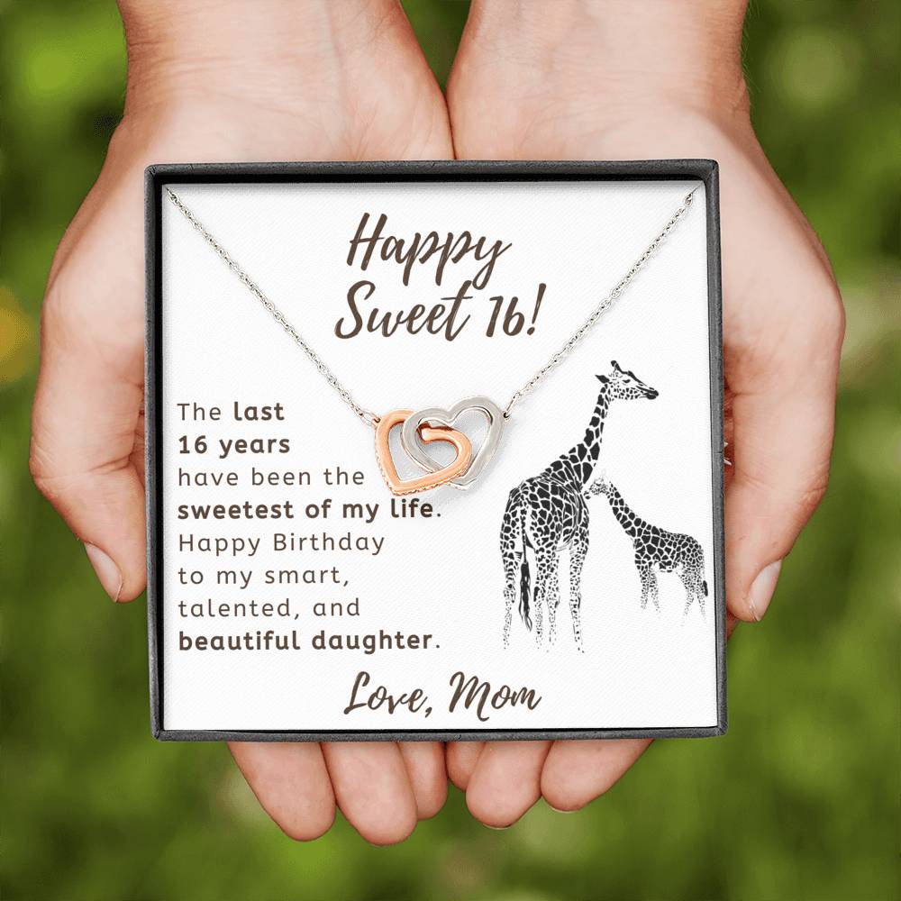 Happy Sweet 16 Daughter Necklace - sweetest of my life | 16th Birthday Gift for Daughter - Happy Sweet 16 gift | Mom to Daughter Gift