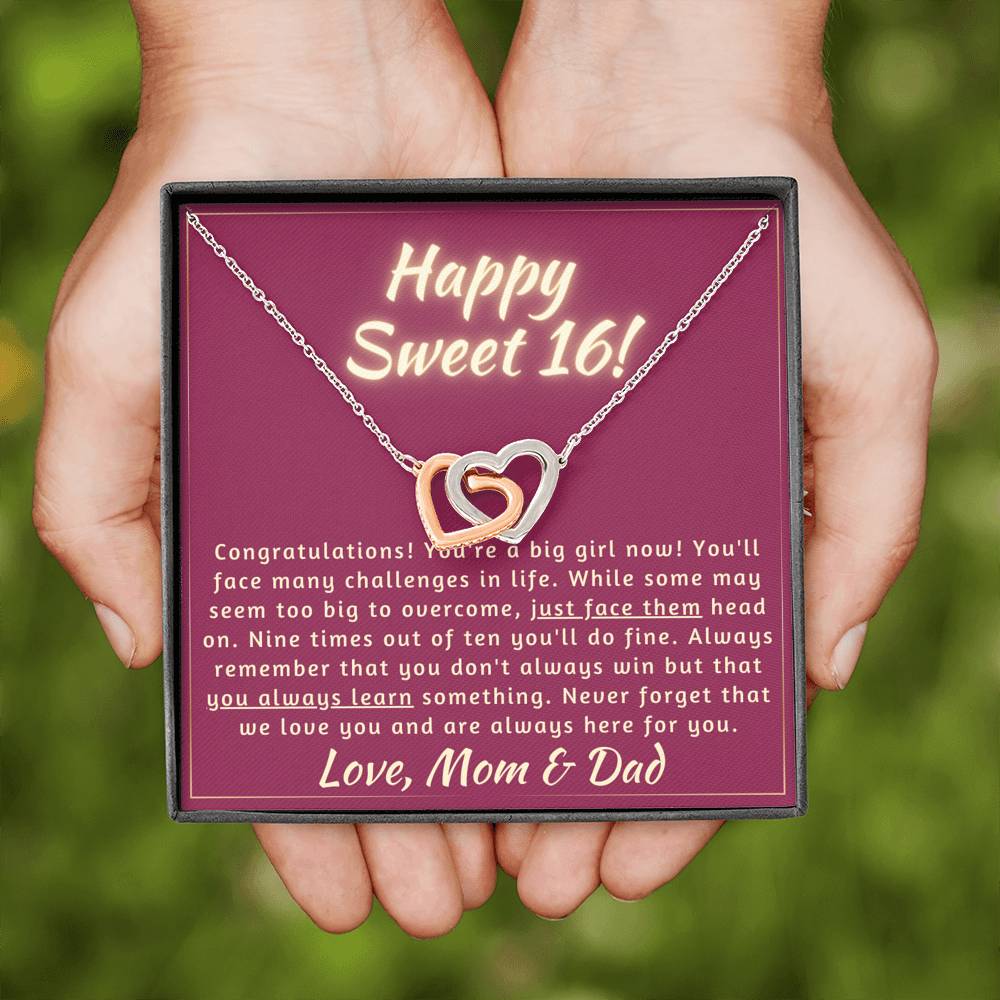 Happy Sweet 16 daughter - face up | 16th Birthday Gift for Daughter - Happy Sweet 16 gift | Necklace for Daughter | Necklace Parents to Daughter