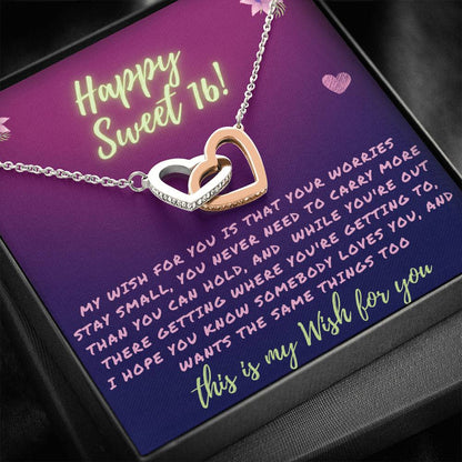 Happy Sweet 16 daughter - my wish for you | 16th Birthday Gift for Daughter - Happy Sweet 16 gift | Necklace for Daughter | to my Daughter Gift