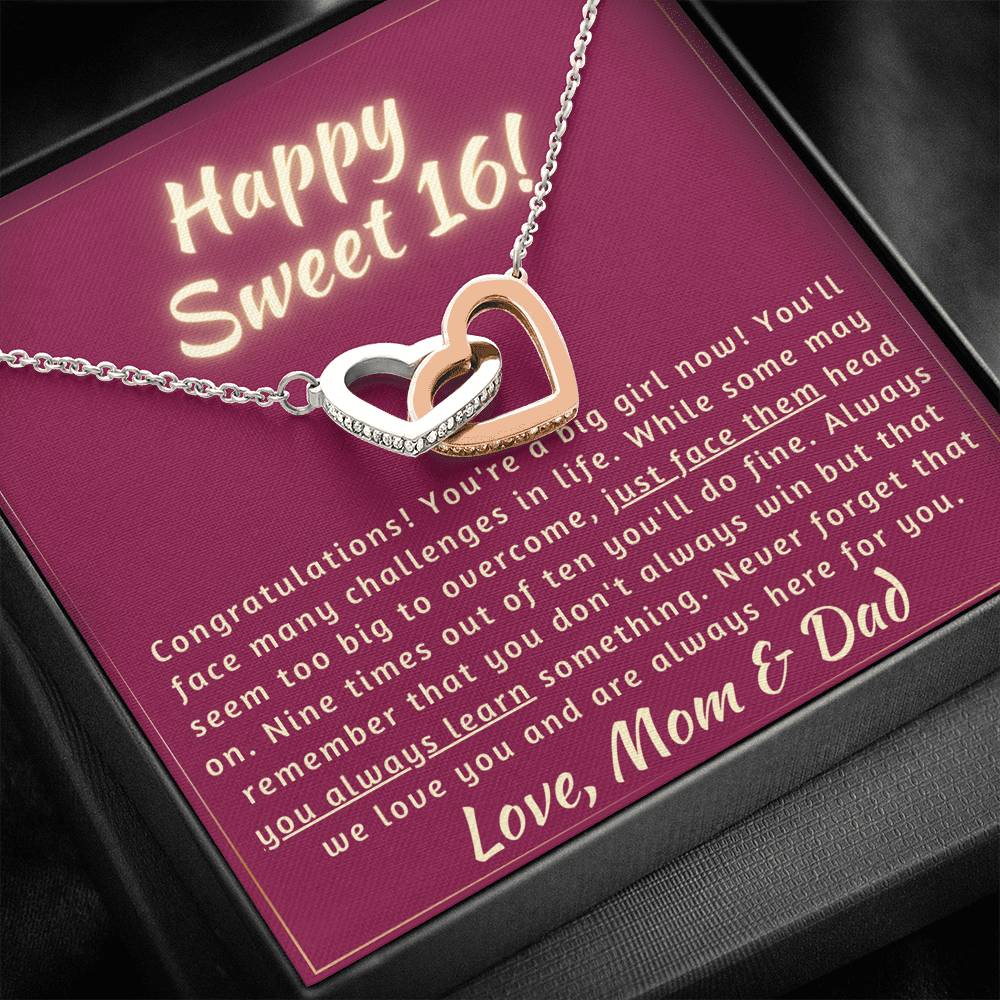 Happy Sweet 16 daughter - face up | 16th Birthday Gift for Daughter - Happy Sweet 16 gift | Necklace for Daughter | Necklace Parents to Daughter