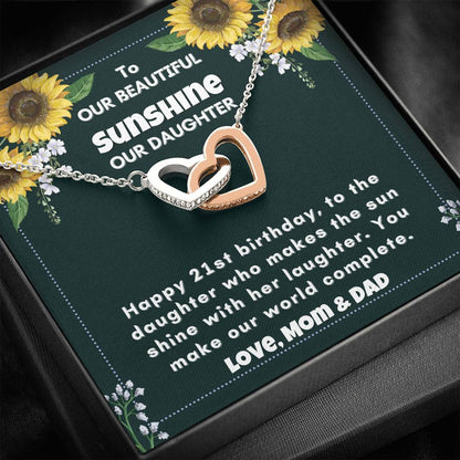 Happy 21st Birthday To Our Sunshine, Our Daughter Necklace