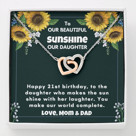 Happy 21st Birthday To Our Sunshine, Our Daughter Necklace