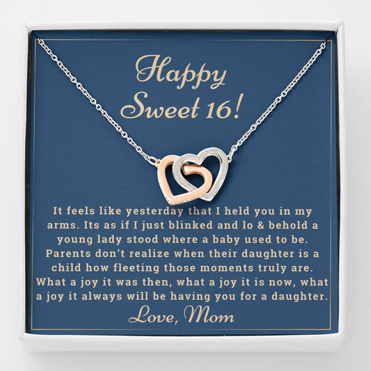 Happy Sweet 16 daughter - what a joy | 16th Birthday Gift for Daughter - Happy Sweet 16 gift | Necklace for Daughter | Parents to Daughter Gift