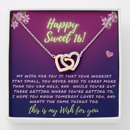 Happy Sweet 16 daughter - my wish for you | 16th Birthday Gift for Daughter - Happy Sweet 16 gift | Necklace for Daughter | to my Daughter Gift