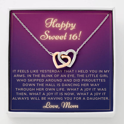 Happy Sweet 16 daughter - like yesterday | 16th Birthday Gift for Daughter - Happy Sweet 16 gift | Necklace for Daughter | Parents to Daughter Gift