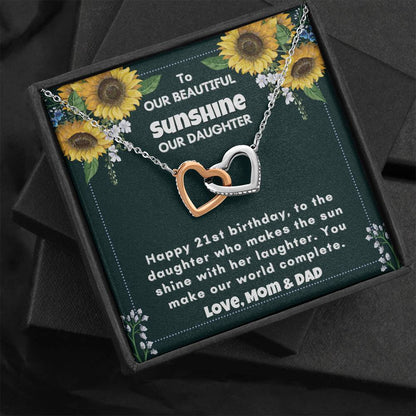 Happy 21st Birthday To Our Sunshine, Our Daughter Necklace