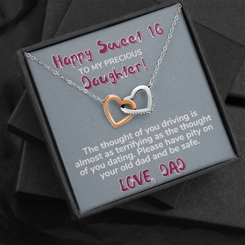 Happy Sweet 16 daughter - terrifying | 16th Birthday Gift for Daughter - Happy Sweet 16 gift | Necklace for Daughter | Dad to Daughter Gift