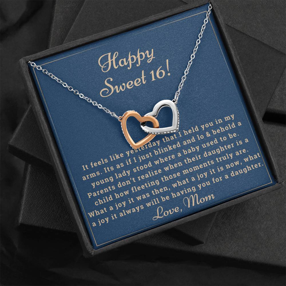 Happy Sweet 16 daughter - what a joy | 16th Birthday Gift for Daughter - Happy Sweet 16 gift | Necklace for Daughter | Parents to Daughter Gift