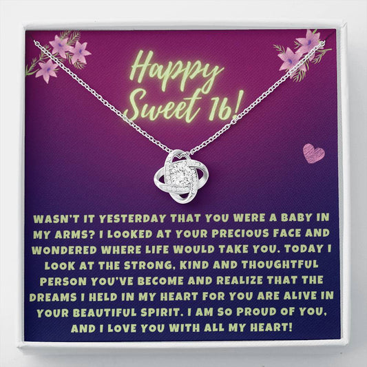 Happy Sweet 16 daughter - so proud of you | 16th Birthday Gift for Daughter - Happy Sweet 16 gift | Necklace for Daughter | Parents to Daughter Gift