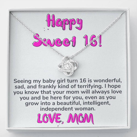 Happy Sweet 16 Daughter Necklace - slightly terrifying | 16th Birthday Gift for Daughter - Happy Sweet 16 gift |  Mom to Daughter