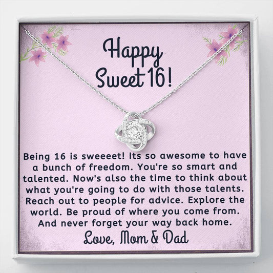 Happy Sweet 16 daughter - awesome time | 16th Birthday Gift for Daughter - Happy Sweet 16 gift | Necklace for Daughter | Parents to Daughter Gift