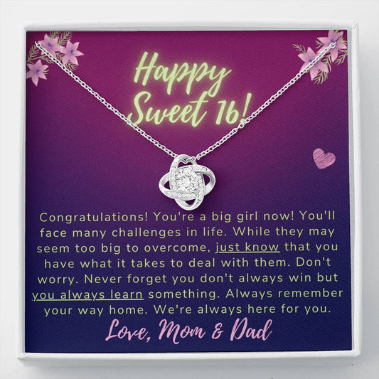 Happy Sweet 16 daughter - just know | 16th Birthday Gift for Daughter - Happy Sweet 16 gift | Necklace for Daughter | Necklace Parents to Daughter