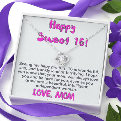 Happy Sweet 16 Daughter Necklace - slightly terrifying | 16th Birthday Gift for Daughter - Happy Sweet 16 gift |  Mom to Daughter