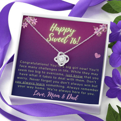 Happy Sweet 16 daughter - just know | 16th Birthday Gift for Daughter - Happy Sweet 16 gift | Necklace for Daughter | Necklace Parents to Daughter
