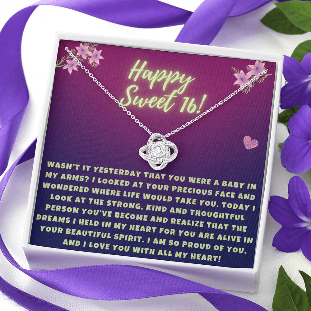 Happy Sweet 16 daughter - so proud of you | 16th Birthday Gift for Daughter - Happy Sweet 16 gift | Necklace for Daughter | Parents to Daughter Gift