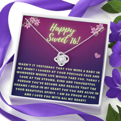 Happy Sweet 16 daughter - so proud of you | 16th Birthday Gift for Daughter - Happy Sweet 16 gift | Necklace for Daughter | Parents to Daughter Gift