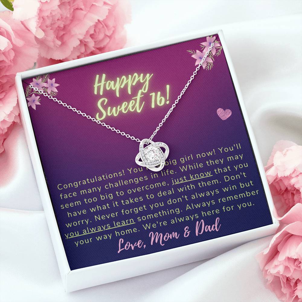 Happy Sweet 16 daughter - just know | 16th Birthday Gift for Daughter - Happy Sweet 16 gift | Necklace for Daughter | Necklace Parents to Daughter