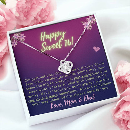 Happy Sweet 16 daughter - just know | 16th Birthday Gift for Daughter - Happy Sweet 16 gift | Necklace for Daughter | Necklace Parents to Daughter