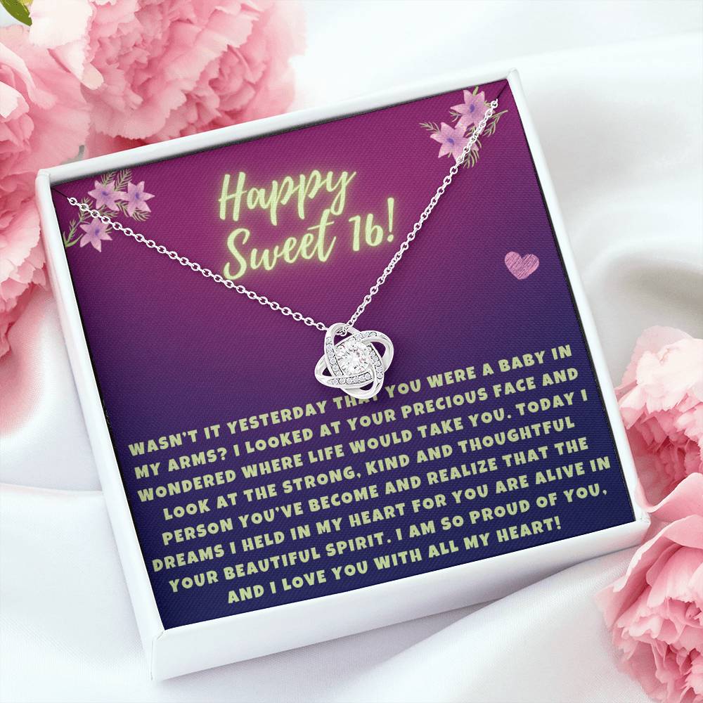 Happy Sweet 16 daughter - so proud of you | 16th Birthday Gift for Daughter - Happy Sweet 16 gift | Necklace for Daughter | Parents to Daughter Gift