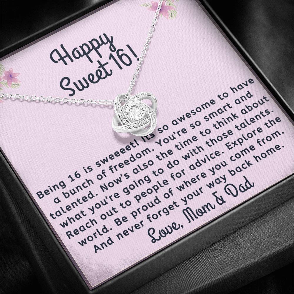 Happy Sweet 16 daughter - awesome time | 16th Birthday Gift for Daughter - Happy Sweet 16 gift | Necklace for Daughter | Parents to Daughter Gift