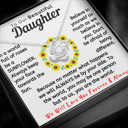 To Our Beautiful Daughter Necklace - In a world full of roses be a Sunflower (d.lk.004)
