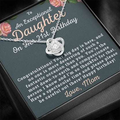 To An Exceptional Daughter 21st Birthday Necklace