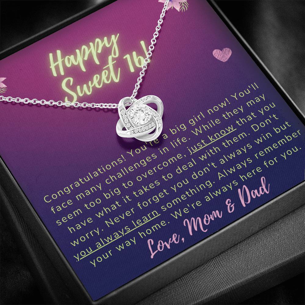 Happy Sweet 16 daughter - just know | 16th Birthday Gift for Daughter - Happy Sweet 16 gift | Necklace for Daughter | Necklace Parents to Daughter