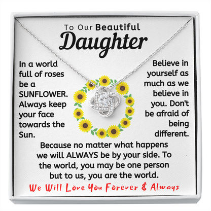 To Our Beautiful Daughter Necklace - In a world full of roses be a Sunflower (d.lk.004)