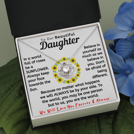 To Our Beautiful Daughter Necklace - In a world full of roses be a Sunflower (d.lk.004)
