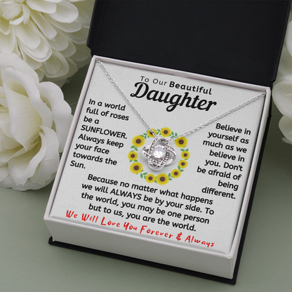 To Our Beautiful Daughter Necklace - In a world full of roses be a Sunflower (d.lk.004)