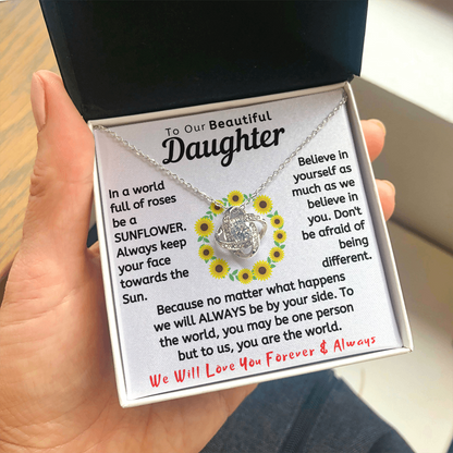 To Our Beautiful Daughter Necklace - In a world full of roses be a Sunflower (d.lk.004)
